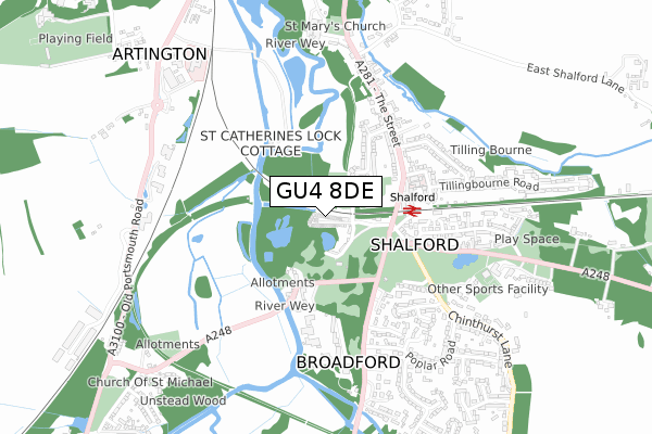 GU4 8DE map - small scale - OS Open Zoomstack (Ordnance Survey) GU4 8DE map - small scale - OS Open Zoomstack (Ordnance Survey)