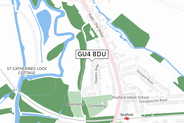 GU4 8DU map - large scale - OS Open Zoomstack (Ordnance Survey)