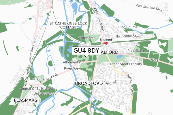GU4 8DY map - small scale - OS Open Zoomstack (Ordnance Survey) GU4 8DY map - small scale - OS Open Zoomstack (Ordnance Survey)