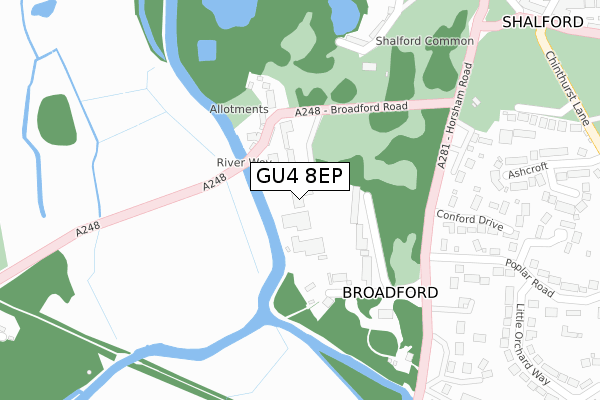 GU4 8EP map - large scale - OS Open Zoomstack (Ordnance Survey)