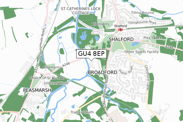 GU4 8EP map - small scale - OS Open Zoomstack (Ordnance Survey)