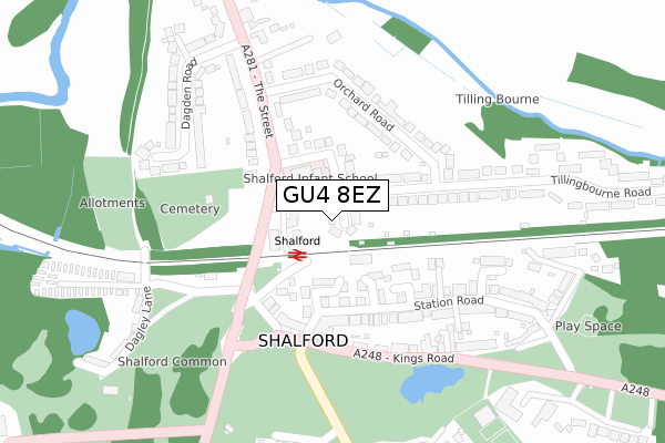 GU4 8EZ map - large scale - OS Open Zoomstack (Ordnance Survey)