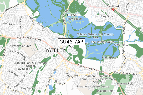 GU46 7AP map - small scale - OS Open Zoomstack (Ordnance Survey)