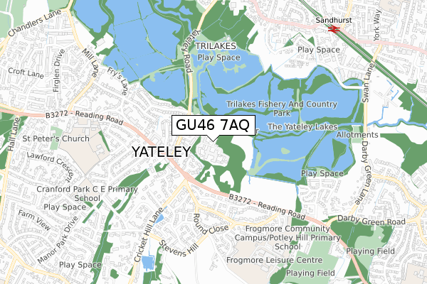 GU46 7AQ map - small scale - OS Open Zoomstack (Ordnance Survey)