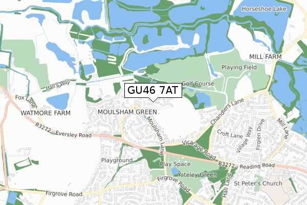 GU46 7AT map - small scale - OS Open Zoomstack (Ordnance Survey)