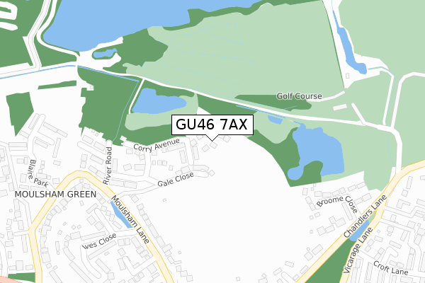 GU46 7AX map - large scale - OS Open Zoomstack (Ordnance Survey)