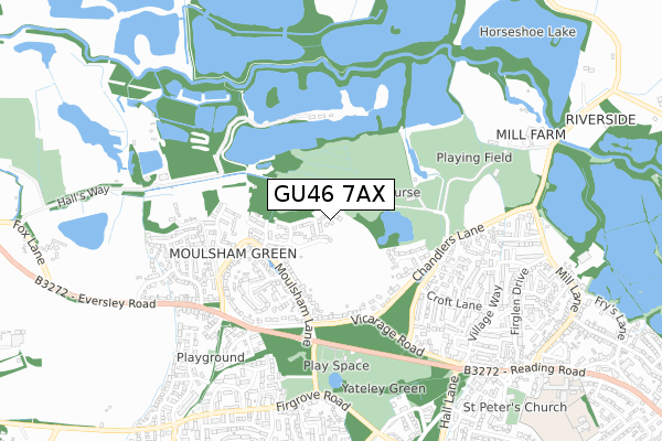 GU46 7AX map - small scale - OS Open Zoomstack (Ordnance Survey)