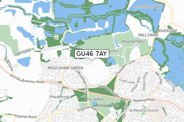 GU46 7AY map - small scale - OS Open Zoomstack (Ordnance Survey)