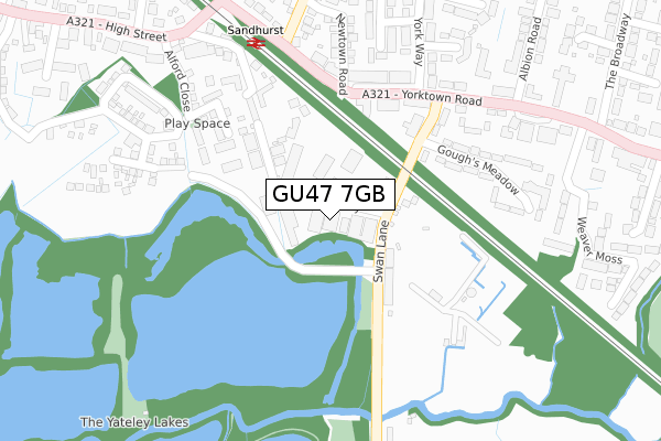 GU47 7GB map - large scale - OS Open Zoomstack (Ordnance Survey)