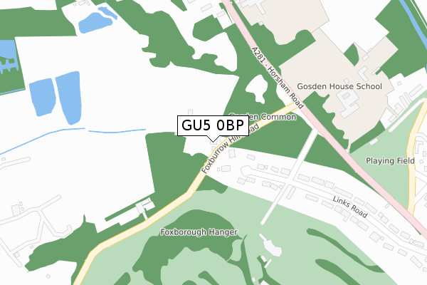 GU5 0BP map - large scale - OS Open Zoomstack (Ordnance Survey)