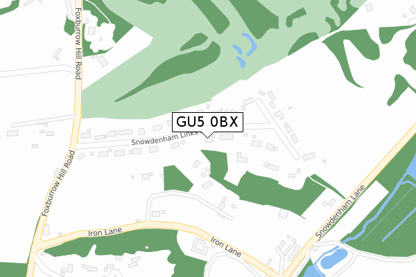 GU5 0BX map - large scale - OS Open Zoomstack (Ordnance Survey)