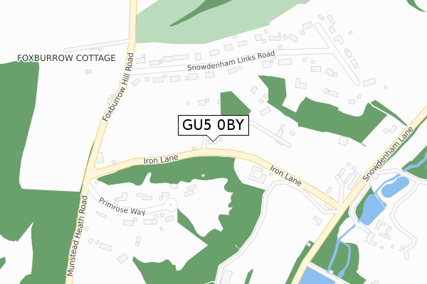 GU5 0BY map - large scale - OS Open Zoomstack (Ordnance Survey)