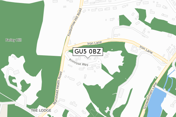 GU5 0BZ map - large scale - OS Open Zoomstack (Ordnance Survey)