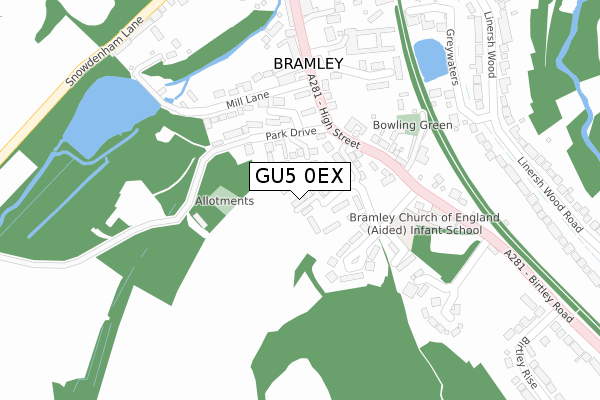 GU5 0EX map - large scale - OS Open Zoomstack (Ordnance Survey)