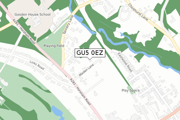 GU5 0EZ map - large scale - OS Open Zoomstack (Ordnance Survey) GU5 0EZ map - large scale - OS Open Zoomstack (Ordnance Survey)