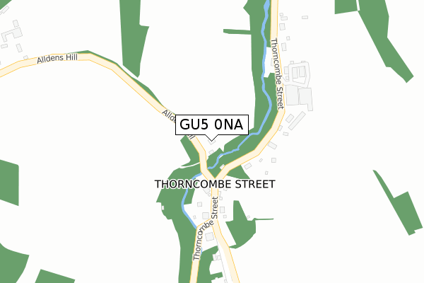 GU5 0NA map - large scale - OS Open Zoomstack (Ordnance Survey)