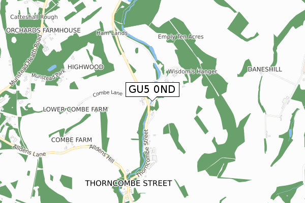 GU5 0ND map - small scale - OS Open Zoomstack (Ordnance Survey)