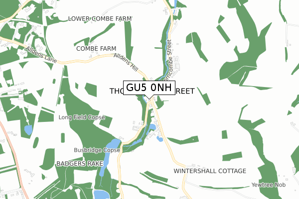 GU5 0NH map - small scale - OS Open Zoomstack (Ordnance Survey)