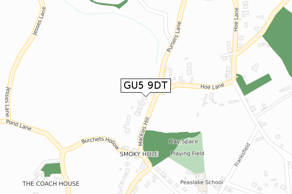 GU5 9DT map - large scale - OS Open Zoomstack (Ordnance Survey) GU5 9DT map - large scale - OS Open Zoomstack (Ordnance Survey)