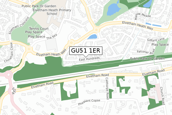 GU51 1ER map - large scale - OS Open Zoomstack (Ordnance Survey)