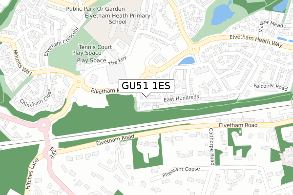 GU51 1ES map - large scale - OS Open Zoomstack (Ordnance Survey)