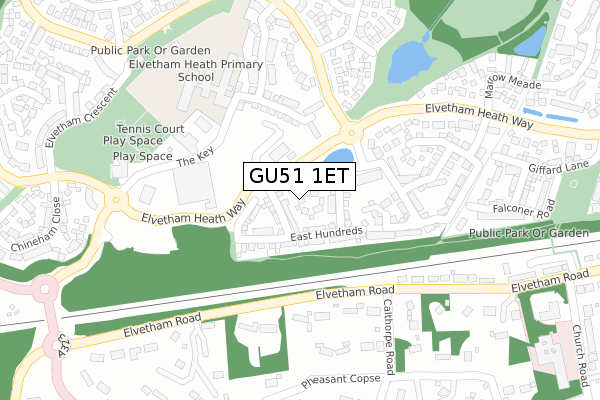 GU51 1ET map - large scale - OS Open Zoomstack (Ordnance Survey)