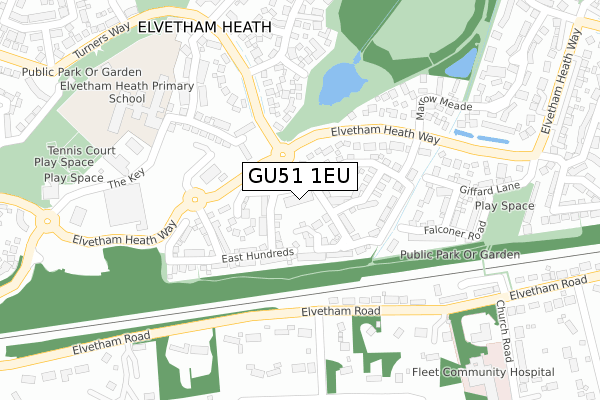 GU51 1EU map - large scale - OS Open Zoomstack (Ordnance Survey)