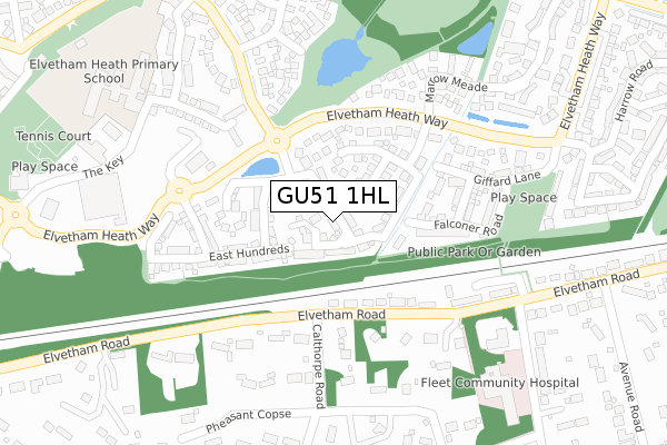 GU51 1HL map - large scale - OS Open Zoomstack (Ordnance Survey)