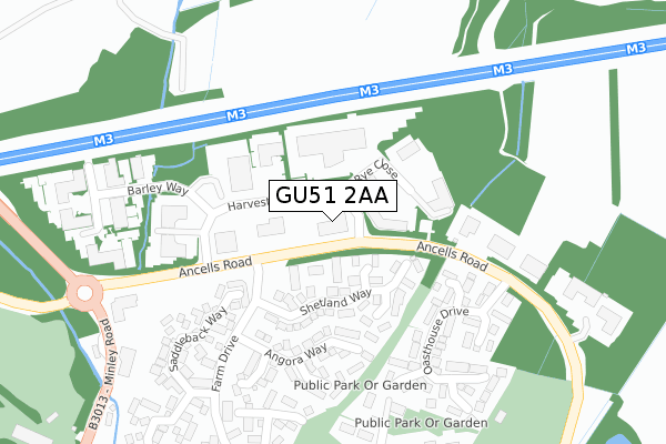 GU51 2AA map - large scale - OS Open Zoomstack (Ordnance Survey)