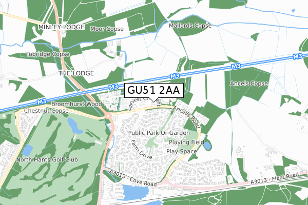 GU51 2AA map - small scale - OS Open Zoomstack (Ordnance Survey)