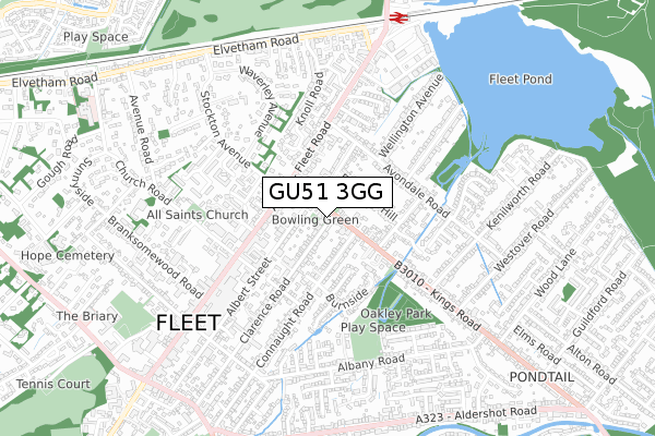 GU51 3GG map - small scale - OS Open Zoomstack (Ordnance Survey)