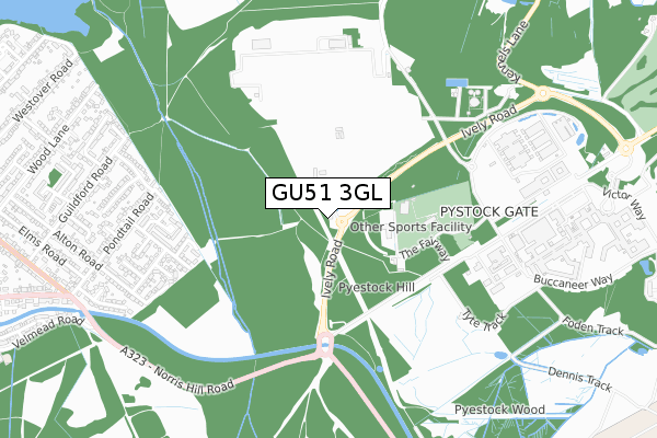 GU51 3GL map - small scale - OS Open Zoomstack (Ordnance Survey)