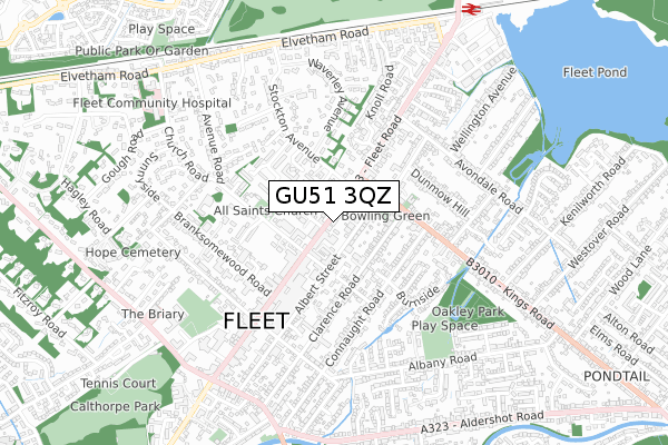 GU51 3QZ map - small scale - OS Open Zoomstack (Ordnance Survey)