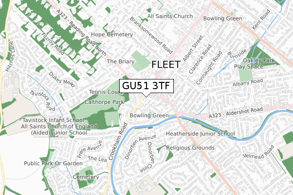 GU51 3TF map - small scale - OS Open Zoomstack (Ordnance Survey)