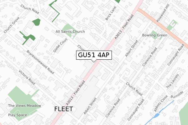 GU51 4AP map - large scale - OS Open Zoomstack (Ordnance Survey)