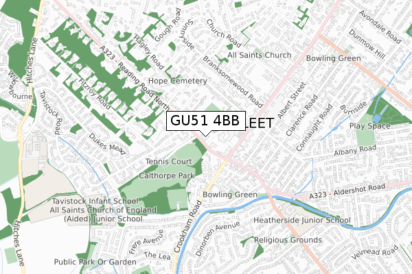 GU51 4BB map - small scale - OS Open Zoomstack (Ordnance Survey)