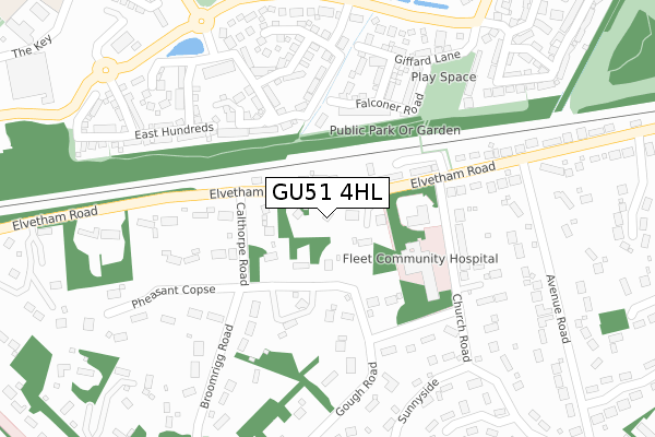 GU51 4HL map - large scale - OS Open Zoomstack (Ordnance Survey)