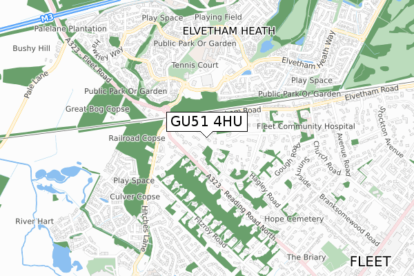 GU51 4HU map - small scale - OS Open Zoomstack (Ordnance Survey)