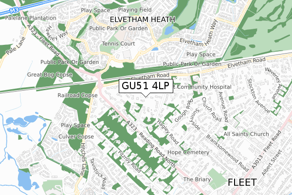 GU51 4LP map - small scale - OS Open Zoomstack (Ordnance Survey)