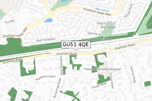GU51 4QE map - large scale - OS Open Zoomstack (Ordnance Survey)