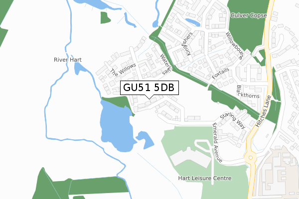 GU51 5DB map - large scale - OS Open Zoomstack (Ordnance Survey)