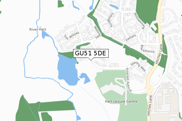 GU51 5DE map - large scale - OS Open Zoomstack (Ordnance Survey)