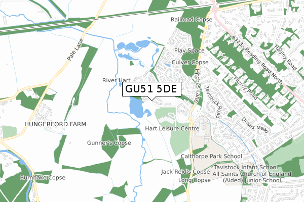 GU51 5DE map - small scale - OS Open Zoomstack (Ordnance Survey)
