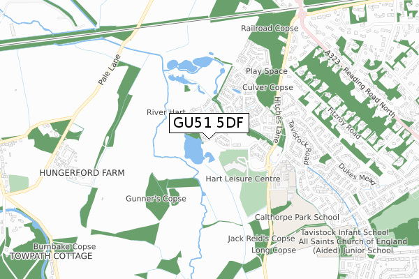 GU51 5DF map - small scale - OS Open Zoomstack (Ordnance Survey)