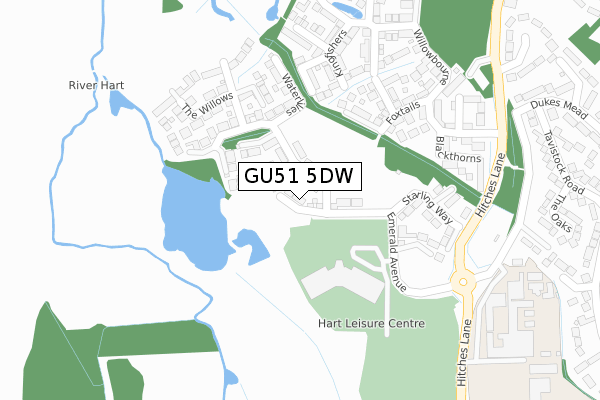 GU51 5DW map - large scale - OS Open Zoomstack (Ordnance Survey)