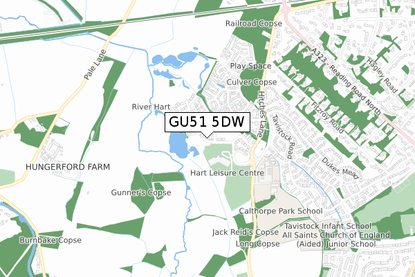 GU51 5DW map - small scale - OS Open Zoomstack (Ordnance Survey)