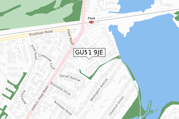 GU51 9JE map - large scale - OS Open Zoomstack (Ordnance Survey)