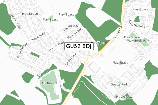 GU52 8DJ map - large scale - OS Open Zoomstack (Ordnance Survey)