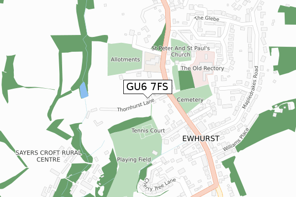 GU6 7FS map - large scale - OS Open Zoomstack (Ordnance Survey)