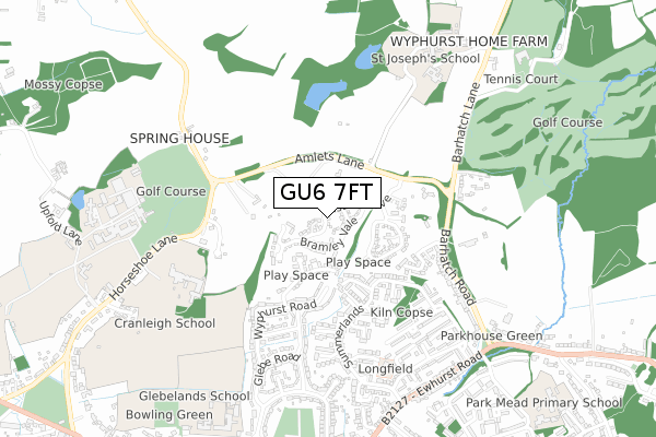 GU6 7FT map - small scale - OS Open Zoomstack (Ordnance Survey) GU6 7FT map - small scale - OS Open Zoomstack (Ordnance Survey)